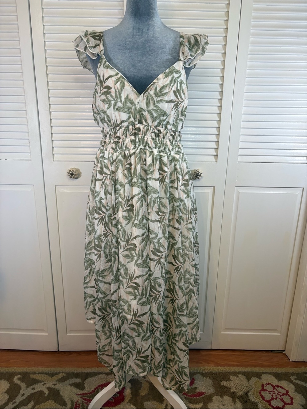 NWT Indulge Green Leaf-Print Midi Dress Size Large